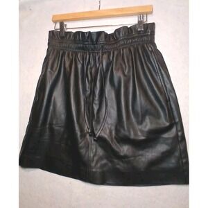 Express Faux Leather Paper Bag Skirt Fully Lined Pockets Soft Edgy Streetwear